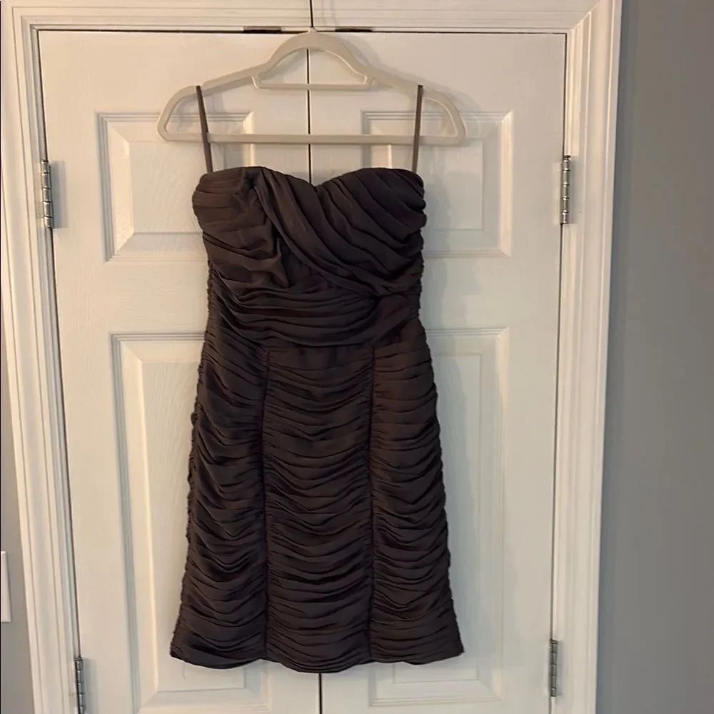 Elegant Charcoal Gray Ruched Strapless Dress (NWT)